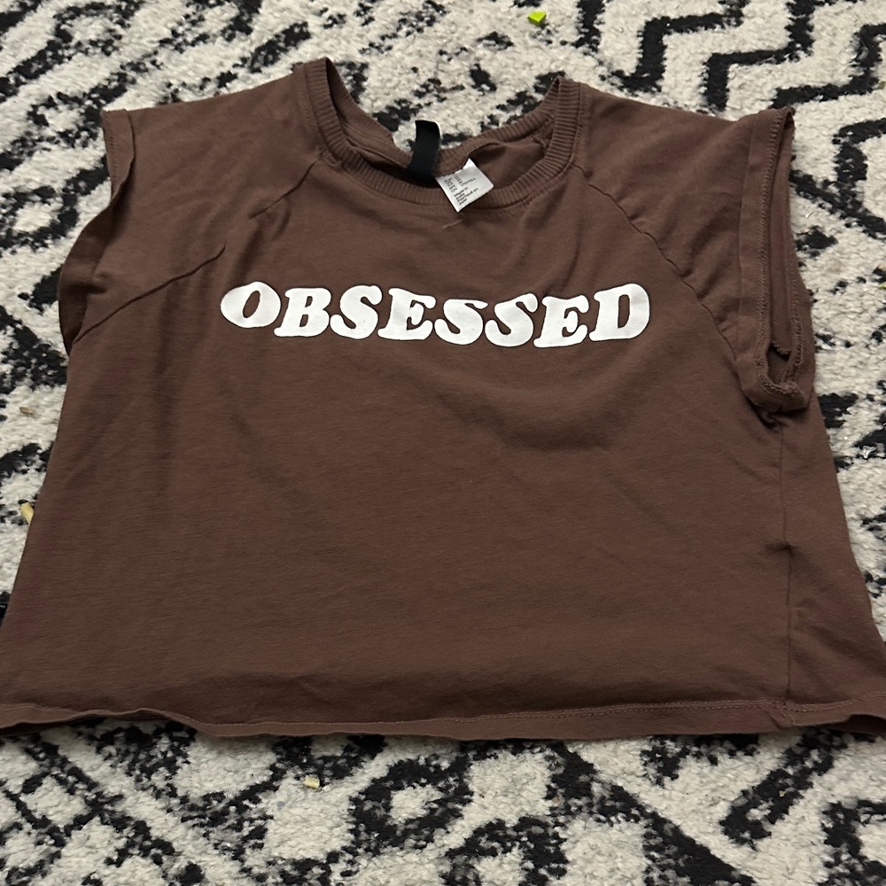 Divided Brown 'Obsessed' Crop Top